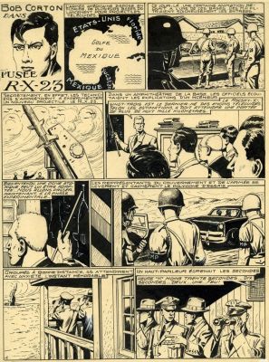 Lot 18 - Raymond CAZENAVE 2 Planches Originales N et B Bob Corton, Fusée X23… | misc / divers