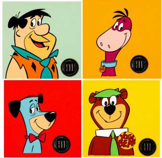 . Hanna-Barbera Studios - Fred Flintstone, Dino, Huckleberry Hound, Yogi Bear Published Merchandising Cels (1968)
