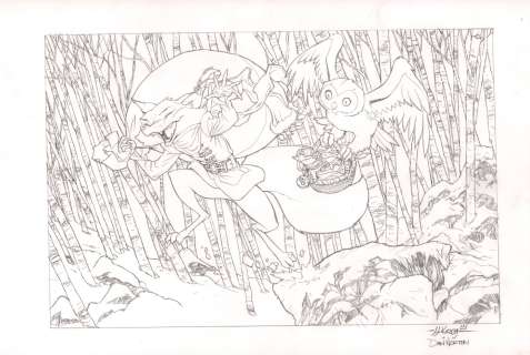 Dan Norton, J.J. Kirby - Fox & Owl Fantasy Pencil Commission