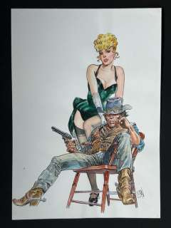 Osman Hejdarevic - 1 Original colour drawing - Hommage to Jean Giraud (Blueberry) - Saloon Girl | Catawiki