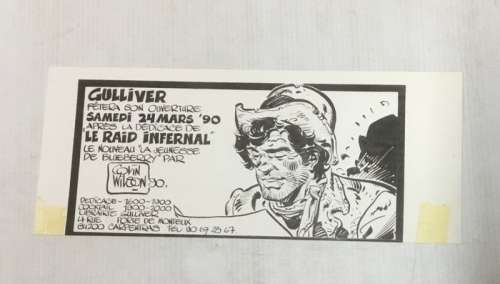 Wilson, Colin - 1 Original drawing - La jeunesse de Blueberry - Invitation à une séance de dédicaces - 1990 | Catawiki