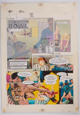 Lot 8 - 2000 AD Prog #846 Slaughter Bowl Part 5 Colour Full Story Pages (Fleetway, 1993) Total 6 | Stanley Gibbons Baldwin’s