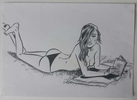 Deloupy, Zac - 1 Original drawing - Lectrice tache de rousseur - 2015