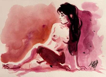 Jula, Andrea - 1 Watercolour - Acquerello con modella dal vivo | Catawiki