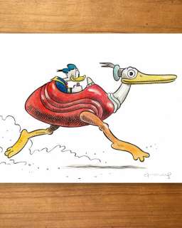 Tony Fernandez - 1 Acrylic - Donald Duck Inspired by Moebius (Inside, Part 3) – Original Artwork – Hand Signed | Catawiki
