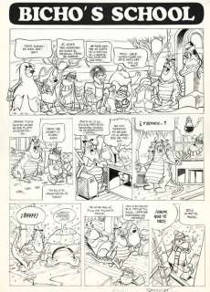 Bernat - 1 Original page - Humor comic - original page from a comic series “Bicho’s school" + magazine Bichos - 1987 | Catawiki