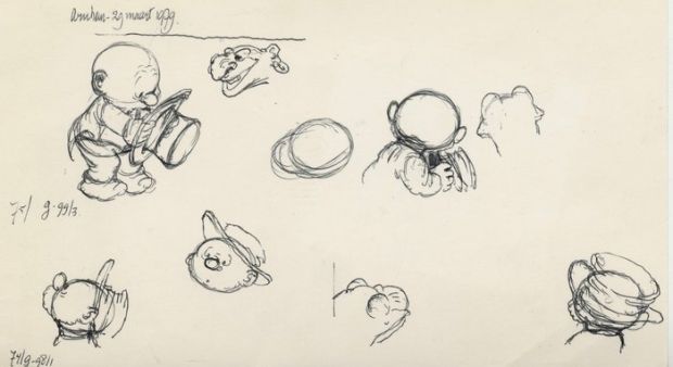 Dulieu, Jean - 1 dessin au critérium original - Paulus de Boskabouter - "schetsvel Paulus de boskabouter" - voor Paulus en de Toverhoed (1979) | Catawiki
