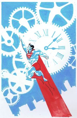 SUPERMAN RED & BLUE #1 ORIGINAL COVER ART BY MICHAEL WALSH
