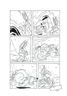Cardona, Josep Maria | Original Page  - Bugs Bunny & Elmer Fudd  - Winter Wonderhare (#8/8) | Catawiki