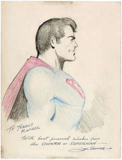 SUPERMAN COLOR PORTRAIT ORIGINAL ART BY CREATOR JOE SHUSTER. | Hake’s