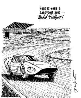 Rendez-Vous A Zandvoort Avec Michel Vaillant Encre de Chine Représentant Michel Vaillant En Action Sur Le Circuit de Zandvoort Au ...
