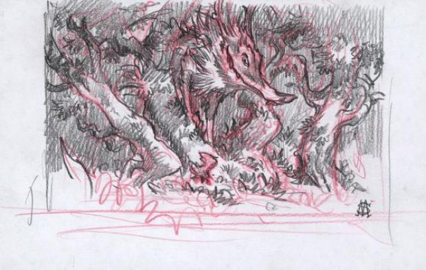 Stan Manoukian | Crayonné original, recherche pour "Dans l’ombre du bois" | Daniel Maghen