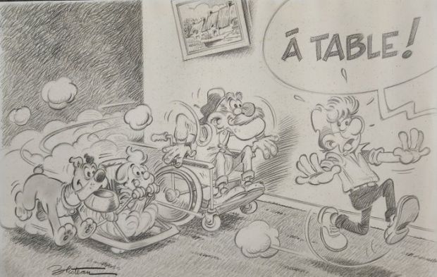 Blesteau, Albert - 1 Original drawing - Toupet - Double page de garde - 1989 | Catawiki
