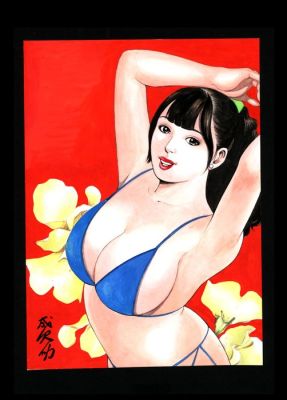 Narisawa, Isao - 1 Original colour drawing - Young girl in underwear | Catawiki