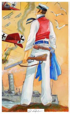 Formosa, Gil - 1 Original colour drawing - Corto Maltese - Corto Maltese vs Le Baron Rouge | Catawiki