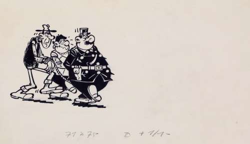 Kox | L’Agent 212, illustration à l’encre de Chine sur… | Millon