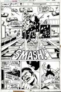 George Perez Al McWilliams - Power Man #27 P 22 Semi-Splash (Best Battle Pg in Only Powerman Story Perez Ever Drew!) 1975