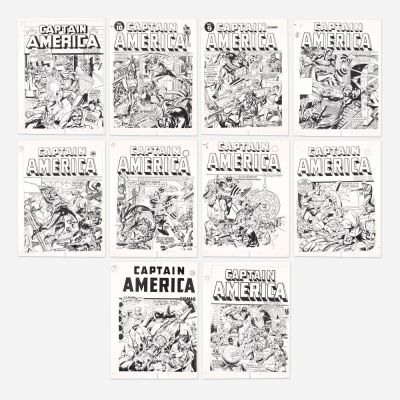 Lot 323 - Group of 10 Captain America Black and White Prints | Landry Pop Auctions