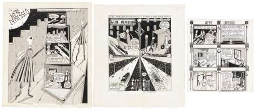 MARK BEYER Original Art * 3 Pages * WE’RE DEPRESSED * | PBA Galleries