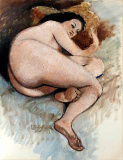 Van Melkebeke | Nu Couché, gouache sur papier contrecollé sur… | Millon