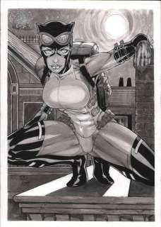 Rob Lean - Catwoman on Rooftops Tonal Ink Commission - Signed - 2023