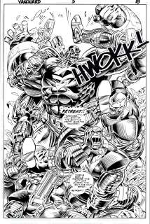 Scot Eaton - Vanguard #3 P 18 Full Splash (Image Comics All Out Battle Splash!) 1996