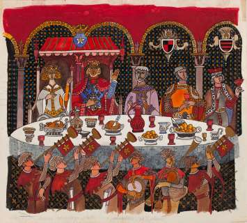 Zbigniew Rychlicki (1922 - 1989) | Zbigniew Rychlicki | "O Królu Arturze i Rycerzach Okrągłego Stołu", ilustracja, 1979 | Desa Unicum