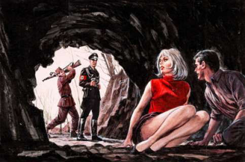 Male Magazine "The Great D-Day Hoax" Double Page 16-17 Splash Illustration Original Art (Male - | Heritage