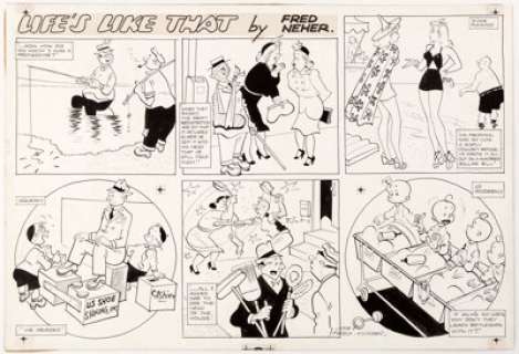 Fred Neher Life‘s Like That Sunday Comic Strip Original Art, dated 6-7-42 (Consolidated News Features, 1942). -