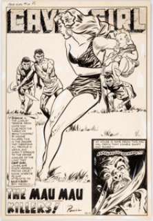 Bob Powell Cave Girl #13 Splash Page 1 Original Art (Magazine Enterprises, 1943). Cave Girl and a baby are on - | Heritage