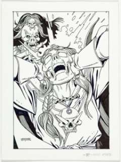 Gil Kane Skeleton Warriors Trading Card #89 Illustration Original Art (Fleer, 1995). Based on the cartoon/toy - | Heritage