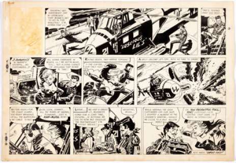 Frank Robbins Johnny Hazard Sunday Comic Strip Original Art dated 10-10-55 (King Features Syndicate, 1965). -