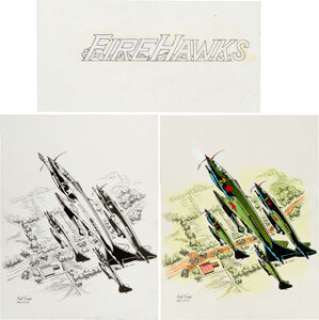 Herb Trimpe Firehawks Cover and Color Cover Original Art and photocopy Page Group of 5 (2009).... (Total: 5 Items) | Heritage