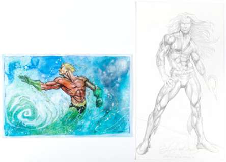 - Craig Hamilton and Gary Shipman "Aquaman" Original Art Illustrations Group of 2 (1994/2017).... (Total: 2 Original Art)