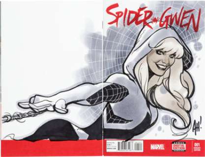Adam Hughes Spider-Gwen #1 Wraparound Blank Sketch Cover Variant Original Art (Marvel, 2015).... | Heritage