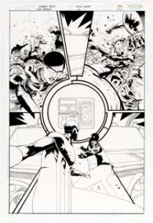 Marco Rudy and Mick Gray The Shield #10 Story Page 4 Original Art (DC, 2010). Dragonfly makes her escape as the -