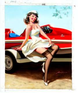 Donald "Rusty" Rust - Pin-Up Painting Original Art (undated). O, Captain! My Captain! This young lass - | Heritage