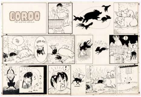 Gus Arriola Gordo Sunday Comic Strip Original Art dated 3-9 (United Feature Syndicate, 1950s). A transitional -