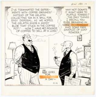 Gene Ahern Room and Board Daily Comic Strip Featuring Judge Puffle Original Art dated 4-16-52 (King Features Syndi...