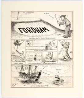 Lank Leonard - College Sports Editorial Cartoon Comic Strip Original Art (c. 1950s). A series of charming -