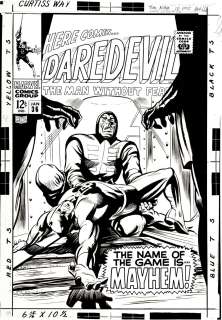 Gene Colan Paul Reinman - Daredevil #36 Large Art Cover (Dr Doom Comes After the Trapster & Daredevil!) 1967