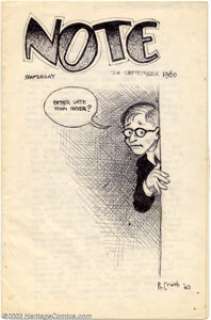 Robert Crumb - Original Art "Note" 11/24/60. One of a series of handwritten/illustrated letters Crumb - | Heritage