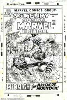 John Severin - Original Cover Art for Special Marvel Edition #5 Starring Sgt. Fury (Marvel, 1972). Explosive, - | Heritage