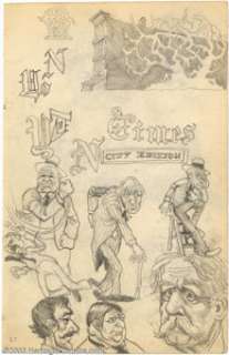 Robert Crumb - Original Sketches "Times City Edition" (1961). Charming two-sided sketchbook page - | Heritage