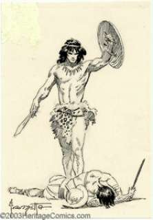 Frank Frazetta - Original Illustration, Fallen Gladiator (undated). Exquisite pen-and-ink sketch of a fallen - | Heritage