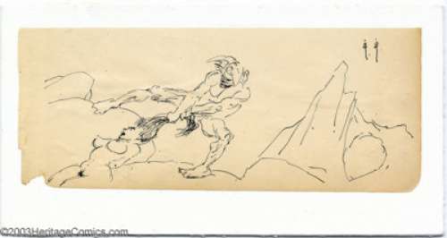 Frank Frazetta - Original Sketch, "Hair Pulling" (undated). Even without the outdated club, this - | Heritage