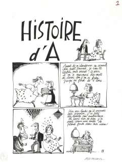 Planche originale 1 issue d‘un gag en 4 planches - Histoire d‘A - par Claire BRETECHER (Lot de 4 planches, planche 1/4)