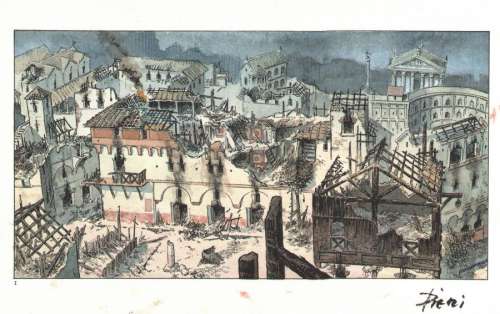 Aquarelle originale alternative pour la case 2 de la planche 1 de MURENA tome 10 - Le banquet - par Lorenzo PIERI