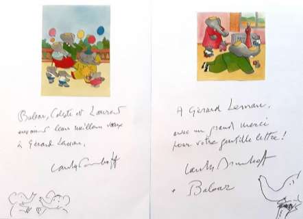 Rarissime ensemble de 2 documents (A5) agrémentés de petits dessins. Avec les enveloppes... | Tessier Sarrou