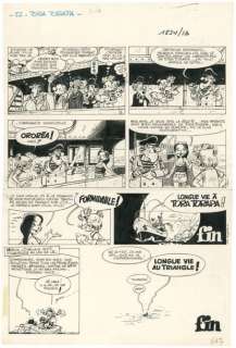 Spirou et Fantasio - Tora Torapa Encre de Chine sur papier pour la planche de fin... | Tessier Sarrou